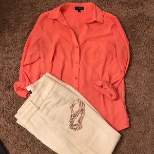 Limited peach colored button down top